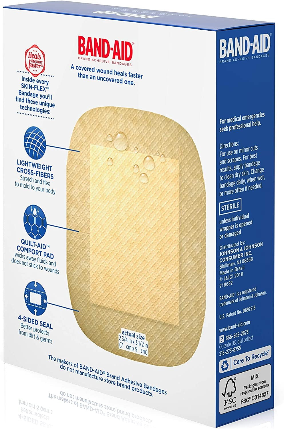 Band-Aid Brand SKIN-FLEX™ Adhesive Bandages, Extra Large Size, 7 ct (Pack of 4)