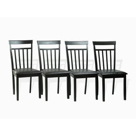 Wood Slat Seat - SK New Interiors Dining Kitchen Set of 4 Side Chairs Warm Solid Wood w/Padded Seat, Espresso