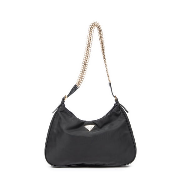 Pre-Owned Prada Black Mini Chain Hobo Shoulder bag Nylon Canvas