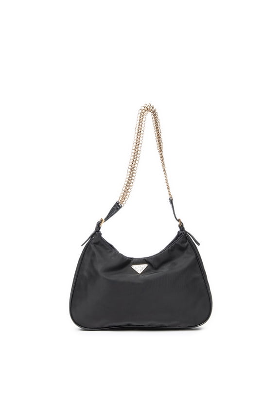 Pre-Owned Prada Black Mini Chain Hobo Shoulder bag Nylon Canvas