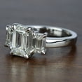 thumbnail image 2 of Eclet Jewels Three Stone 3.2 Ct Emerald Cut Excellent White Diamond Ring - Silver Ring for Women's - Engagement Wedding Diamond Ring - Causal Office Wear Ring for Her - 14K White Gold Over Rings, 2 of 7