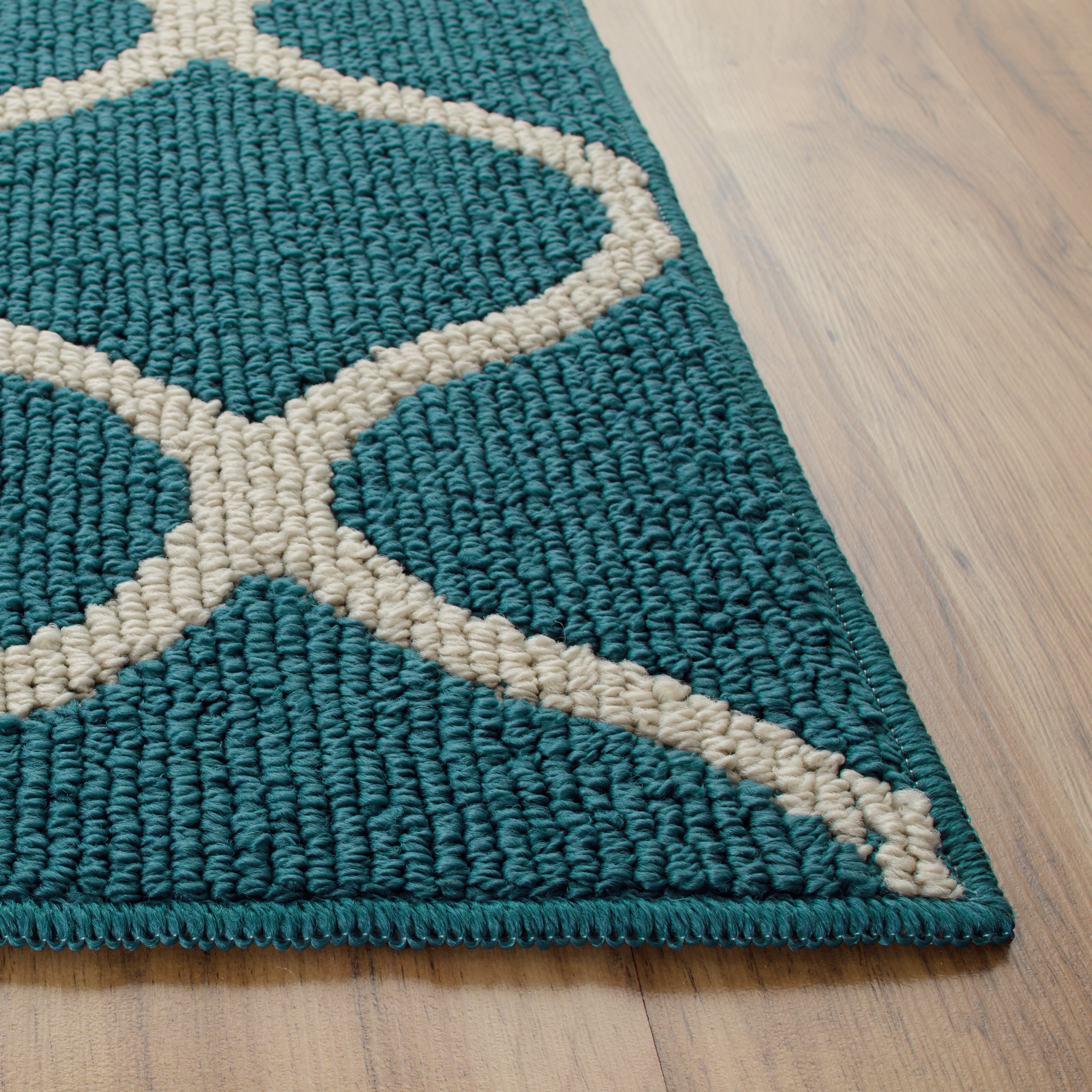 Maples Rugs Rebecca Moroccan Trellis Washable, Non-Slip, Low Profile Indoor Rug, 1'8 x 2'10, Teal