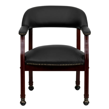 Flash Furniture Diamond Black LeatherSoft Conference Chair with Accent Nail Trim and Casters