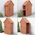 thumbnail image 2 of Leisure Season Multi Compartment Wood Shed with Drop Table in Medium Brown, 2 of 7