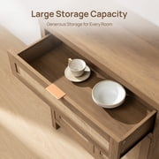 SICOTAS 30 Sideboards Buffets Cabinets with Drawer Set of 2, Boho Rattan Kitchen Storage Cabinets with Adjustable Shelves, Coffee Bar Station in Oak
