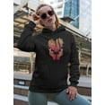 thumbnail image 2 of Red Hand Heart And Peonies. Hoodie Women -Image by Shutterstock, Female XX-Large, 2 of 4