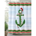 thumbnail image 2 of Christmas Nautical Long Shower Curtain Set, Waterproof Shower Curtains for Bathroom, Blue Xmas Red Green Striped Washable Fabric Cloth Bath Curtain for Bathtub Decoration with Hooks 72x84 Inches, 2 of 6