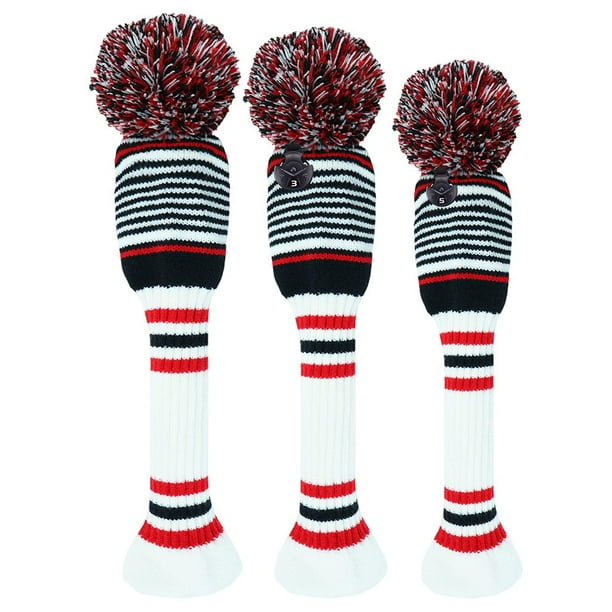 Casco de madera para golf, funda de punto para driver, n. degree 1, n. degree 3 y n. degree 5, regalo para golfistas. Rayado