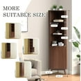 thumbnail image 5 of 68" Corner Storage Cabinet, Tall Corner Shelf with Fluted Doors and Adjustable Shelves, 6-Tier Bathroom Shelf Floor Cabinets for Living Room Kitchen, Hallway (Brown), 5 of 6