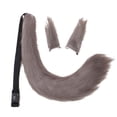 thumbnail image 3 of Ensemble 3 Pcs Oreilles et Queue en Peluche Ajustables pour Carnaval Halloween Robe Femmes Filles Gris, 3 of 10