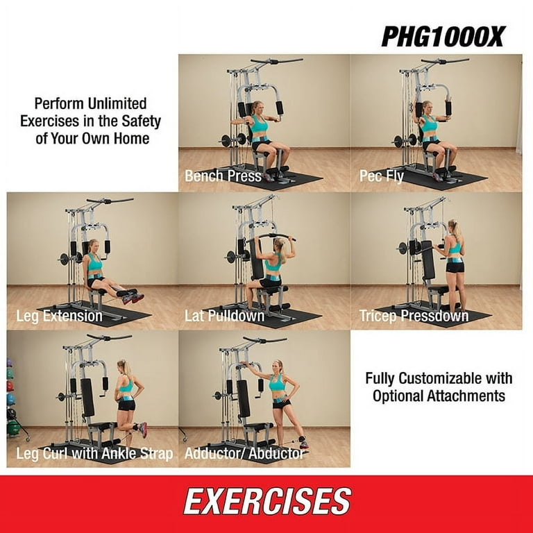 Powerline PHG1000X Home Gym with Multi Station Leg Extension Curl Exercises Walmart