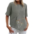 thumbnail image 1 of Blusa con bolsillo y estampado de solapa con botones de manga larga informal para mujer Pompotops hfajkhk137122, 1 of 4