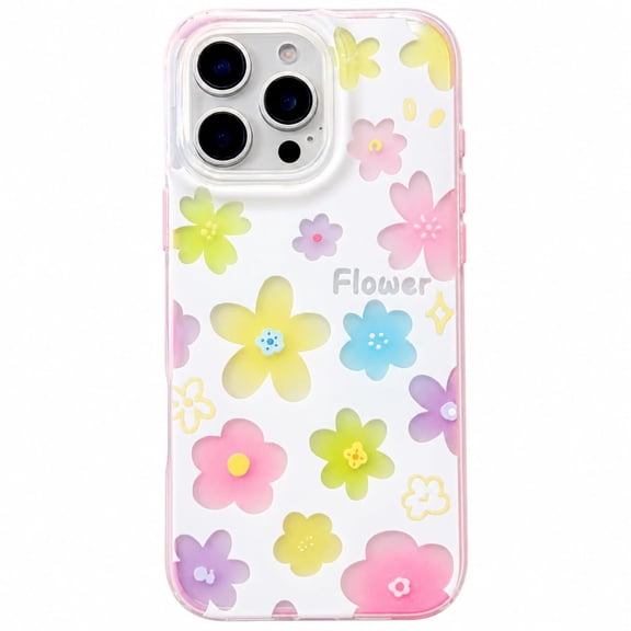 QuteCase Cute for iPhone 16 Pro Case, Big Colorful Flowers