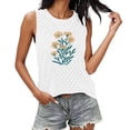 thumbnail image 2 of ITSAME Womens Crewneck Tank Tops Flower Print Sleeveless Blouse Breathable Summer Casual Tops White Size 2XL, 2 of 6