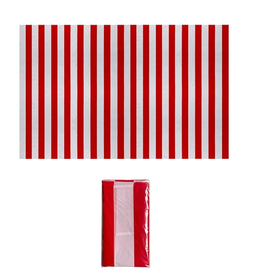 KYAIGUO Plastic Circus Stripe Table Cloth Table Cover Waterproof and Oilproof, Easy to Clean, Easy to Reuse Suitable for Parties and Dinners