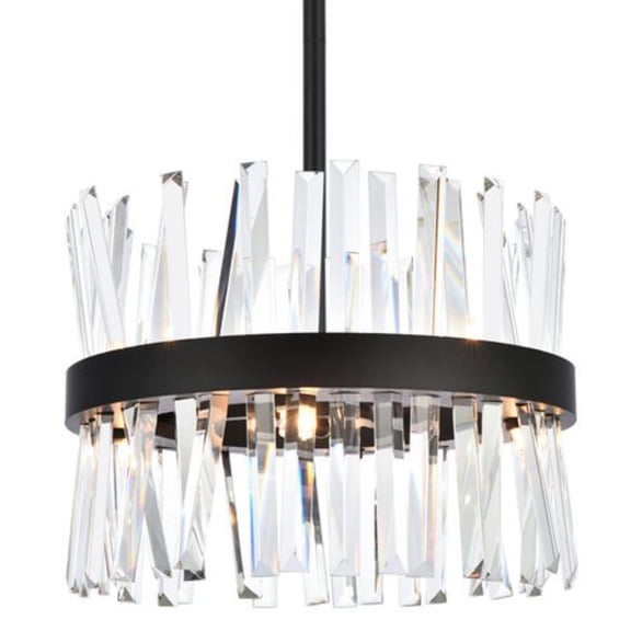 Serephina 16 inch crystal round pendant light in black