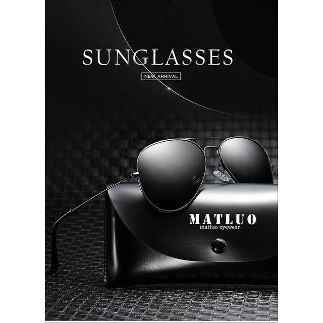 Un par de gafas de sol tipo sapo, gafas polarizadas adecuadas para conducir/pescar (marco negro y película gris C1)