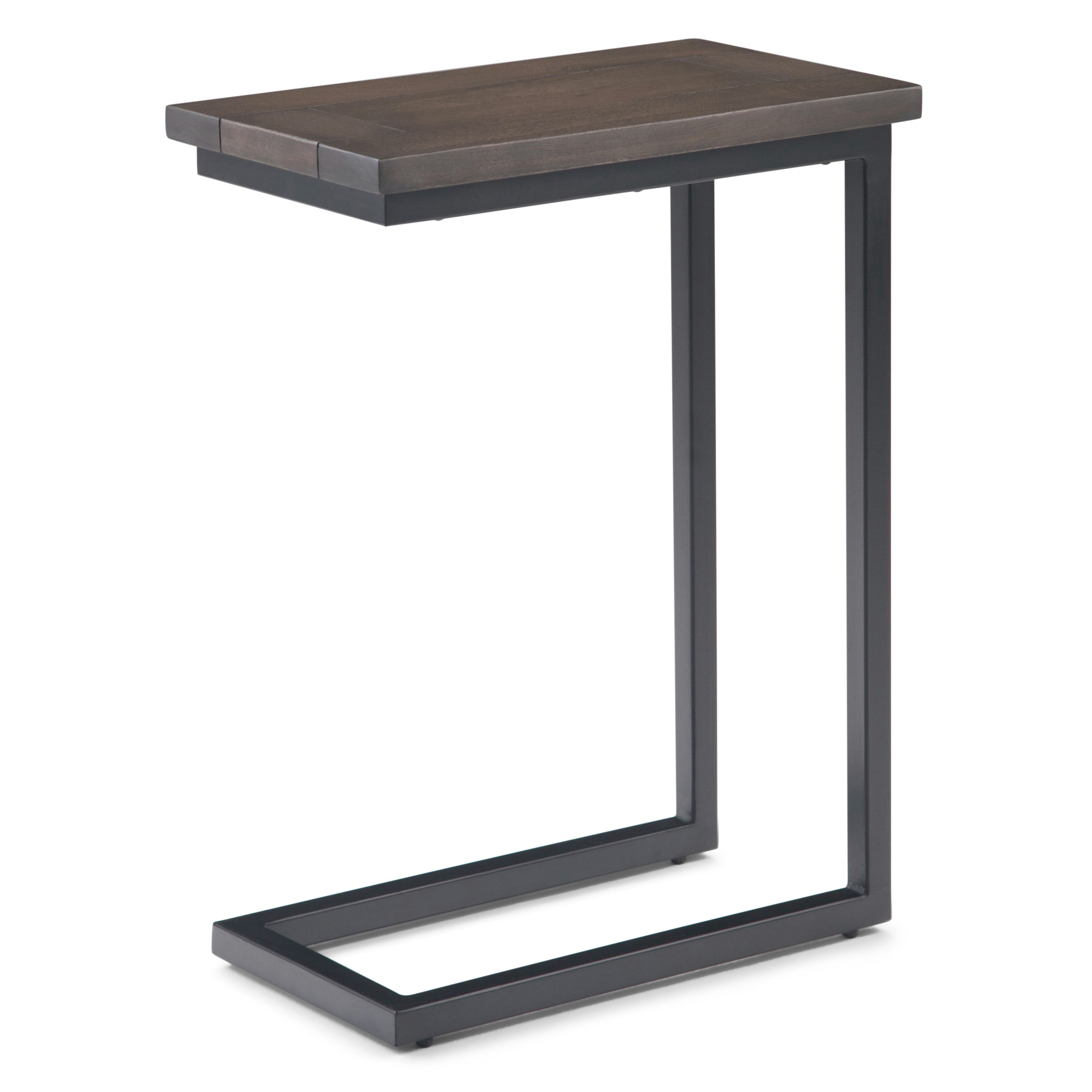 Brooklyn Max Glenna Solid Mango Wood and Metal 18 inch Wide Rectangle  Industrial C Side Table in Walnut Brown, Fully Assembled