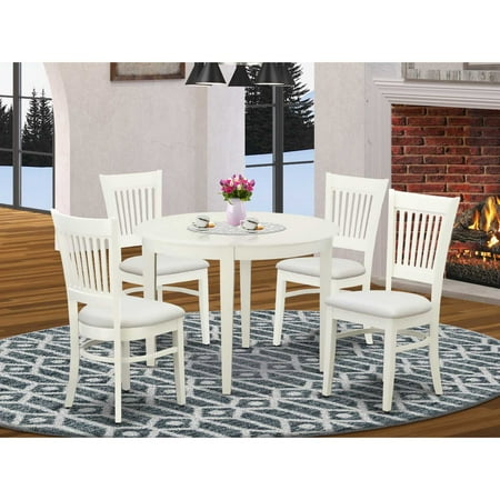 East West Furniture Dining Table- Dining Chairs BOVA5-LWH-C