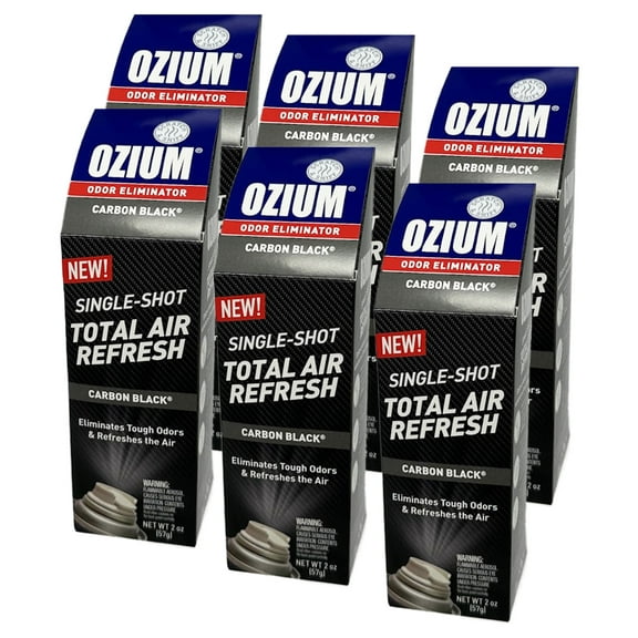 Ozium Air Sanitizer, 2 oz Car Fogger: Single-Shot Smoke Odor Eliminator & Car Air Freshener, Carbon Black, 6 Packs