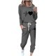thumbnail image 2 of Puntoco Pijamas para mujer, conjunto de pijamas de invierno con estampado de letras, cuello redondo, manga larga, pantalones, ropa informal para el hogar, 2 of 4