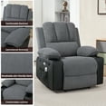 thumbnail image 6 of Power Recliner with Massage & Heat – Electric Adjustable Sofa with USB Ports, Storage Pockets & Cup Holders – Fabric Velvet Home Theater Chair for Living Room – Gray/Black, 6 of 10
