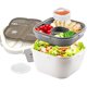 thumbnail image 1 of Lonchera Bento, Caja de Almuerzo, Caja Bento para Ensalada, con Cuchara y Tenedor, 4 Compartimentos, Sellada Crisper Caja de Almuerzo, Apto para Microondas y Lavavajillas (Blanco), 1 of 4
