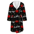 thumbnail image 4 of MEICHEN Plush Robes for Women Valentine's Day Fleece Plush Robe Long Warm Plush Bathrobe Loungewear Jacket Printed Comfort Robe Women's Robes, 4 of 5