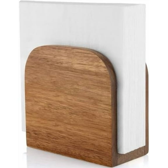 Acacia Wood Napkin Holder for Table, Wooden Upright Napkin Holders for Kitchen, Standing Napkin Dispenser for Kitchen Dining Room Party Cocktail Outdoor Use