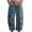 Blue, variant on kaondbfi Women's Print Cropped Pants High Waist Button Fly Casual Loose () Fabric Baggy Trousers with Pockets for Summer