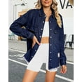 thumbnail image 2 of Necooer Womens Ripped Jacket Button Down Distressed Oversize Vintage Denim Jacket Coat With Pockets Dark Blue, 2 of 7