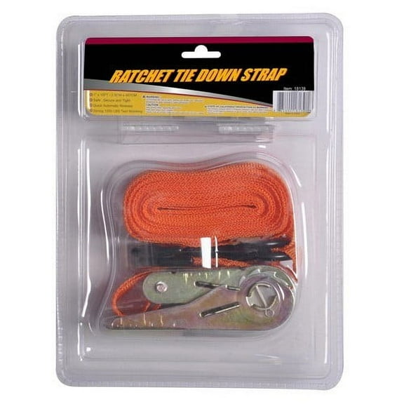 1/pk 1 inch X 15 Feet Length RATCHET TIE DOWN STRAP 330 lbs /660 lbs Break Strength