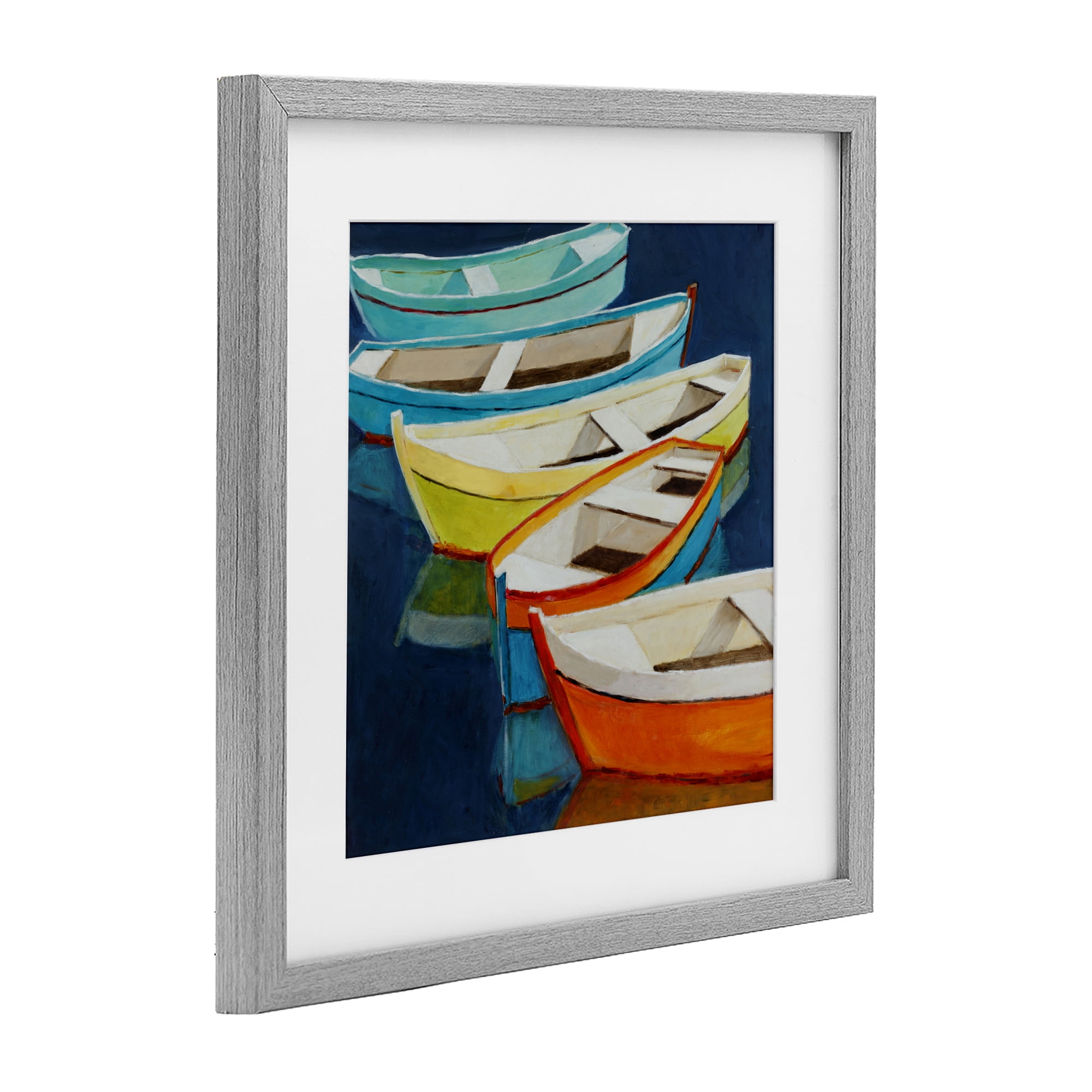 Stupell Industries Serene Rowboats in Summer Gray Framed Print Under Glass, design by Lorenzo Collective