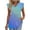 Blue Womens Tops, variant on Summer Tops for Women Flutter Short Sleeve T-Shirts Womens V Neck Gradient Printed Peplum Hem Pullover Tees Gifts for Mom