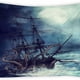 thumbnail image 1 of Tapiz para colgar en la pared con forma de pulpo, escena oceánica, barco pirata, 150 x 130 cm, 1 of 1
