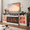 White, variant on Sonegra 70 inch Fireplace TV Stand for TVs up to 80" with Electric Fireplace, Farmhouse Entertainment Center with LED Lights and Glass Door, Modern TV Consoles for Living Room, Black