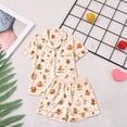 thumbnail image 2 of Women's Pajama Sets Short Sleeve Button Down Soft Fabric Tops And Shorts Soft Pajama Set Gold XL, 2 of 4