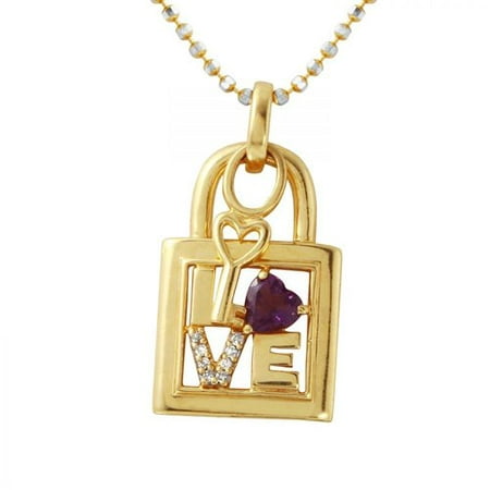 Ladies 0.23 Carat Amethyst And Diamond 10k Yellow Gold Necklace