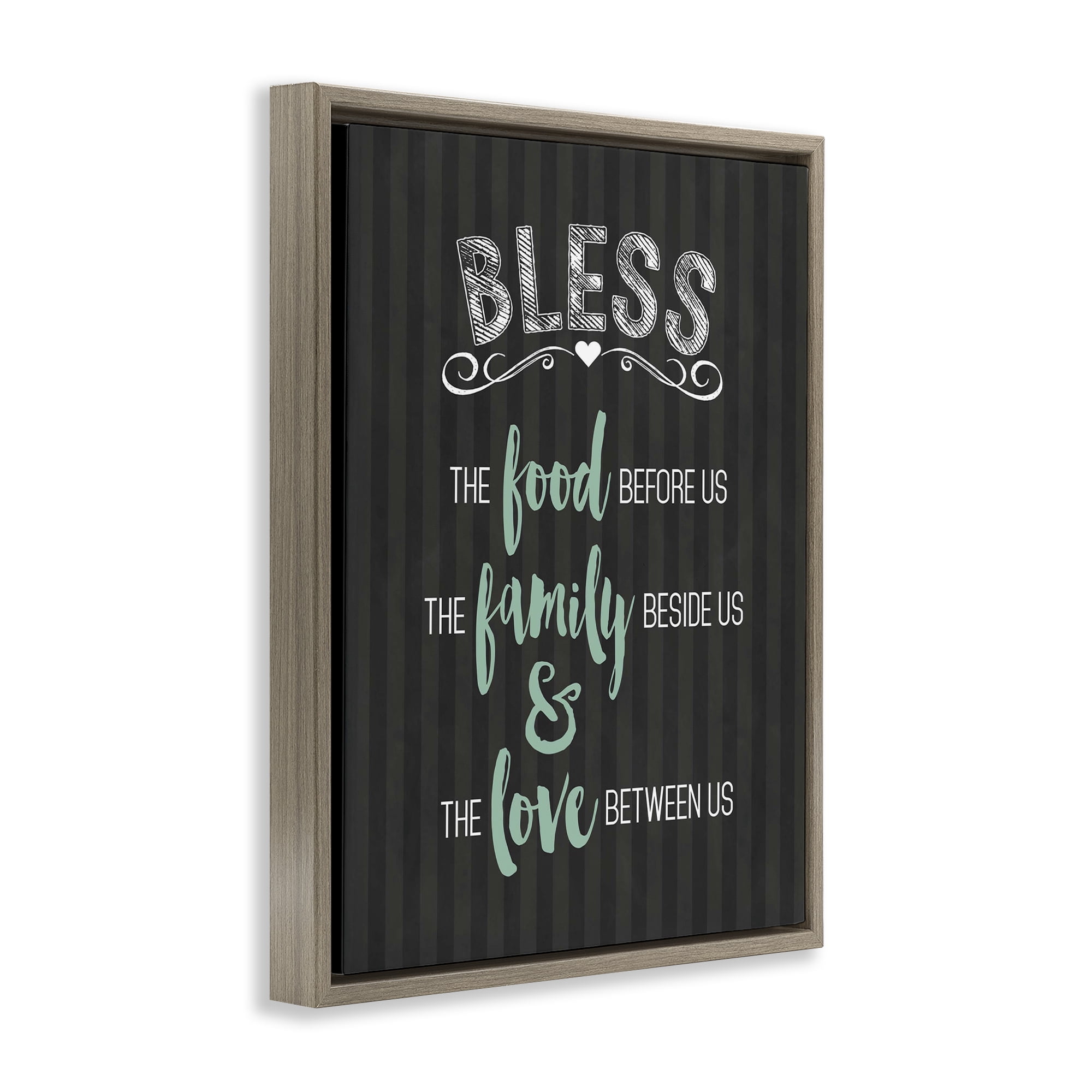 Bless The Food Family & Love Brown Framed Floater Canvas Wall Art, design by Lettered and Lined