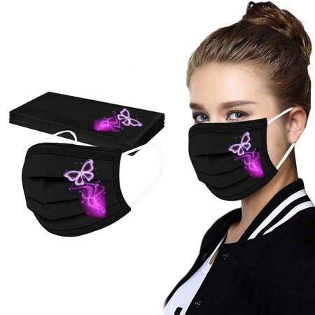 ICQOVD 10Pc Adults Butterfly Print Mask Disposable Protective Face Masks