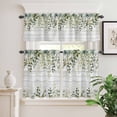 thumbnail image 2 of 3 Piece Kitchen Curtains and Valances Set Green Cafe Curtains 36 Inch Length Eucalyptus Leaves Valance & Tier Curtain for Living Room Bedroom Small Window 54"x18"+27"x36"*2, 2 of 6