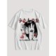thumbnail image 1 of Men's Y2K Anime Graphic T-Shirt - "JUST YOU" Eye & Mouth Print, Casual Cotton Short Sleeve Crew Neck, Summer Streetwear, White with Black Design, Hand Wash, Casual Sporty Tee, Summer Gifts, 1 of 8