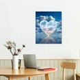 thumbnail image 2 of PIKWEEK Sea Heart Shape Blue Sky White Clouds Landscape Canvas Poster Painting Print Wall Art Modern Classroom Kitchen Bedroom Room Gift, 2 of 4