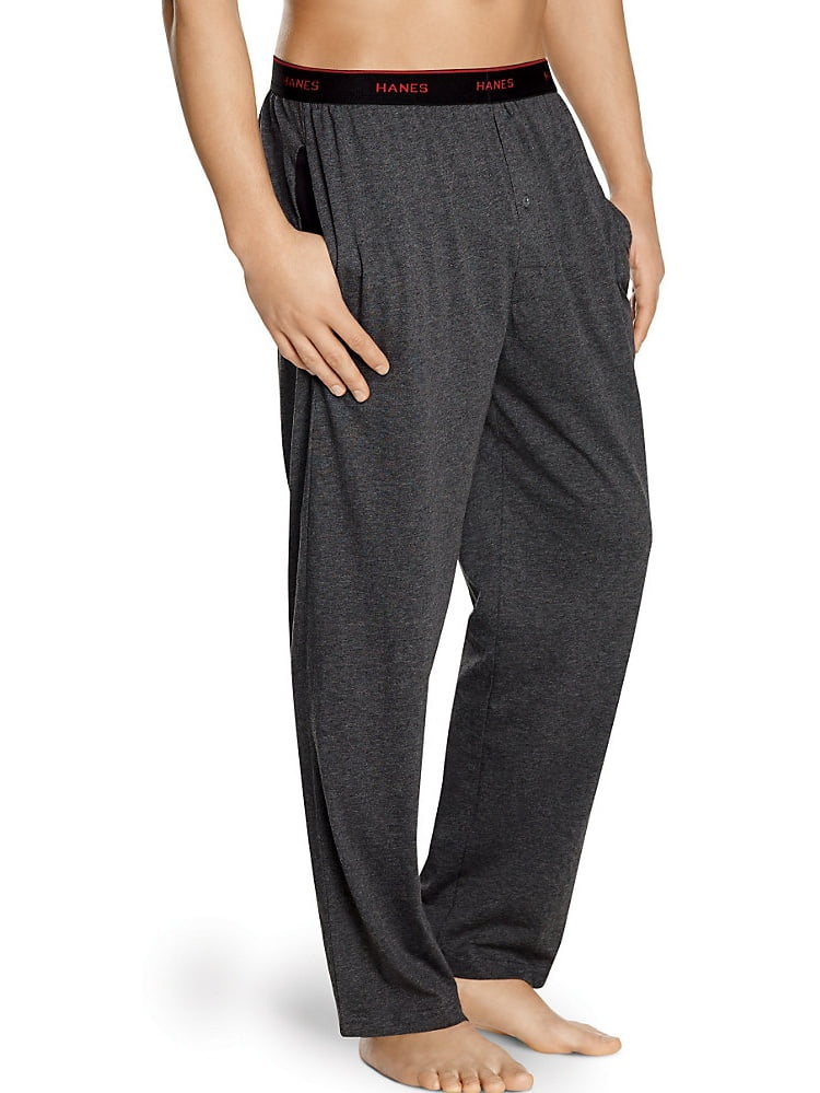 Hanes Men`s Logo Waistband Solid Jersey Pants, 0100B/01001BX, 3XL