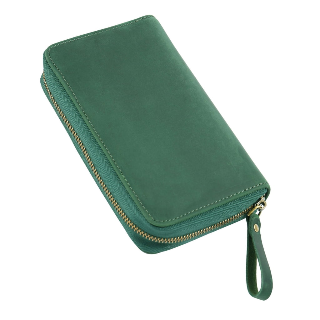 Traditional Fashion Genuine Cattlehide Pencil Case With Multiple Compartment Thin Plan For Students
