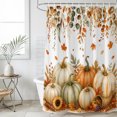 thumbnail image 4 of Fall Pumpkins Bathroom Shower Curtains with 12 Hooks Polyester Waterproof Shower Curtain for Stalls and Bathtubs Thanksgiving Harvest Eucalyptus Maple Leaf Decorative Bathroom Curtain 36x78 Inches, 4 of 9