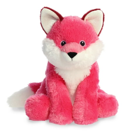 Aurora 12 in. Huggable Destination Nation Fox Global Exploration Learning Fun Stuffed Animal Plush Toy Pink