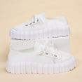 thumbnail image 4 of LOVZFMLL Espadrilles à Plateforme pour Femmes Chaussures Basses en Toile Décontractées Classiques Tendance à Lacets à Enfiler pour Marche Blanc 9.5, 4 of 5