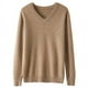 thumbnail image 4 of Suéter de visón de otoño e invierno para hombre, jersey holgado de color sólido con cuello en V, suéter de lana, suéter base, parte superior, 4 of 5