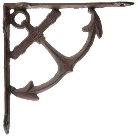 Aunt Chris' Products - Heavy Cast Iron - All-Purpose - Thin Anchor Shelf Bracket - Bronze Rustic Color Finish - Nautical Design - Indoor or Outdoor Use, Heavy.., By dist by American mud